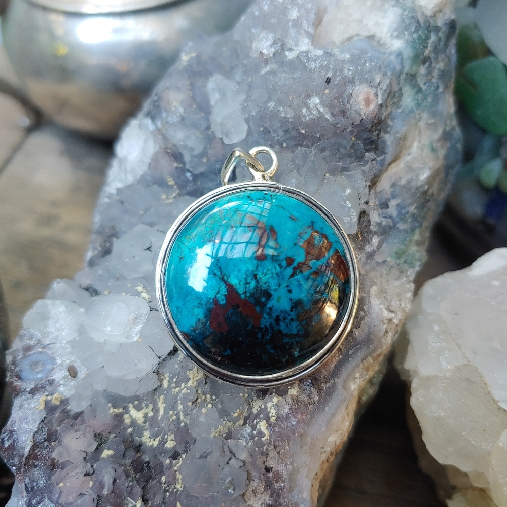 Azurite and Sterling Pendant